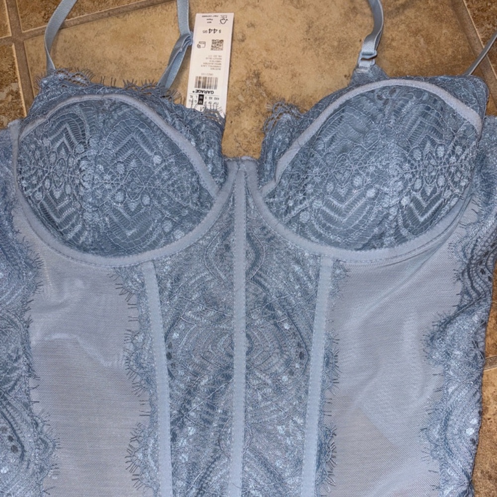 Garage Lace Bustier Medium ( Chrishell lace mesh bustier Ashley Blue )